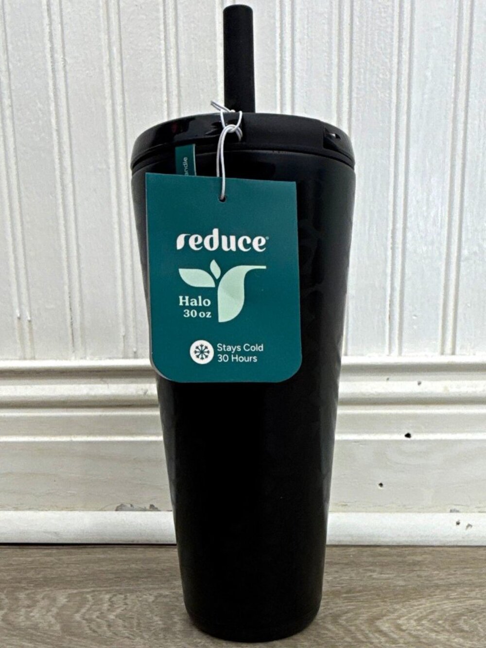 Reduce Halo 30 oz Tumbler Black Cheetah Leak Proof Straw Stainless Steel Cup NWT